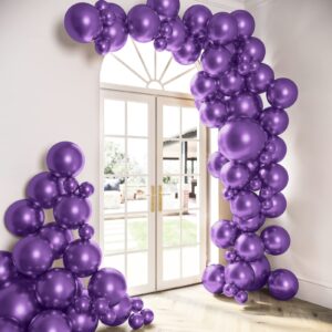 HOUSE OF PARTY Metallic Purple Balloons - Purple Balloon Garland Kit, 5/12/18 Inch Purple Metallic Balloons for Graduation, Christmas decor, Wedding Party Supplies