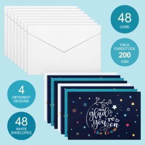 48 Pack Welcome to Team Cards Employee Appreciation Cards with 48 Envelopes So Glad You're on the Team Work Anniversary Cards Staff Thank You Cards for Recognition Gifts, 5.9 x 3.9Inch(Star Style)