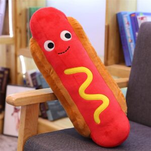 Zctghvy Hot Dog Plush Toy Pillow Hotdog Stuffed Pillow Funny Throw Pillows 17.7 inch Soft Food plushies Gift for Children