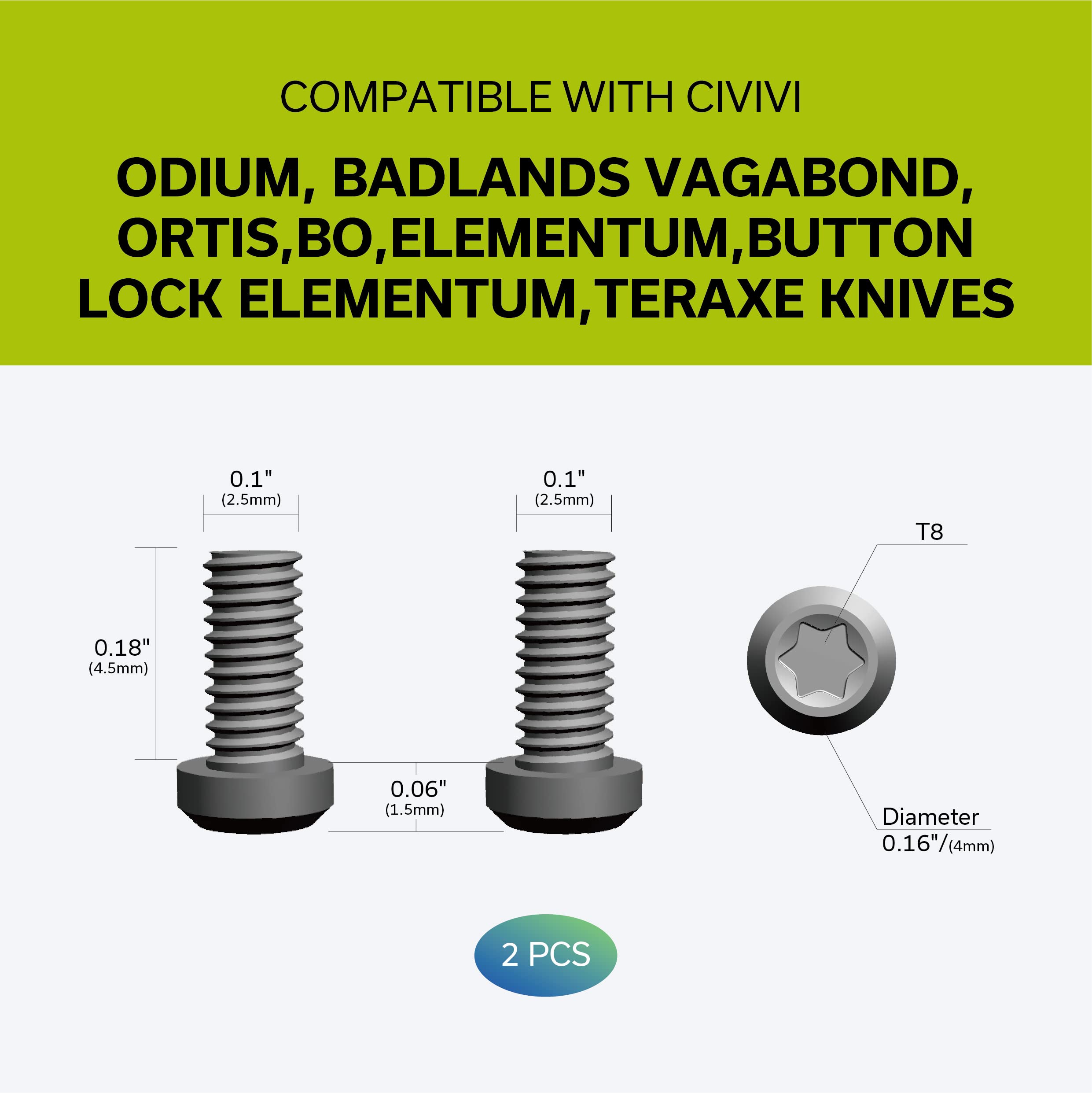 CIVIVI Titanium Pocket Clip with Titanium Screws, Suitable for Models Listed on the Product Description T001A (Plain)