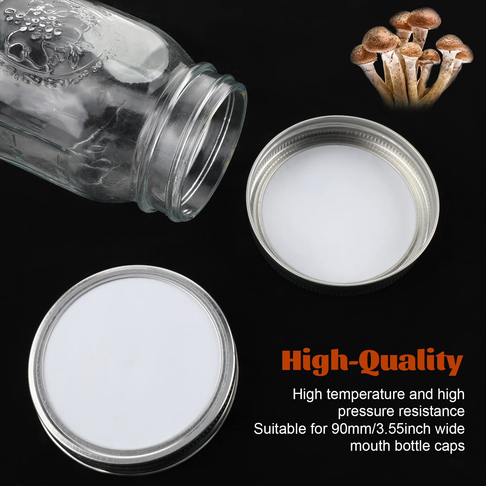 Synthetic Filter Paper Stickers 0.3 μm 84 mm Filter Disc Wide Mouth Filter Paper Stickers Disc Adhesive Filter Patch Sticker for Mushroom Cultivation Wide Mouth Jar Lids Mason Jars(40 Pieces)