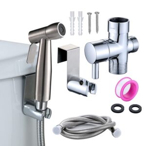 bidet sprayer for toilet,timewill stainless steel handheld bidet bathroom hand shower for muslim toilet water sprayer jet spray cloth diaper sprayer set pets shower feminine hygiene cleaning