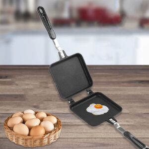 Double Sided Frying Pan, Sandwich Grill Maker with Non Stick Cast Iron Grilling Plate Breakfast Frying Pan Foldable Grill Frying Pan For Breakfast Toast Panini Waffle