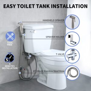 Bidet Sprayer for Toilet,Timewill Stainless Steel Handheld Bidet Bathroom Hand Shower for Muslim Toilet Water Sprayer Jet Spray Cloth Diaper Sprayer Set Pets Shower Feminine Hygiene Cleaning