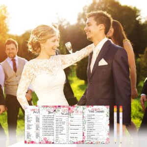 300 Pcs Bridal Shower Games Supplies Include 5 Sets 50 Wedding Games Cards and 50 Pencils, Bridal Shower Decorations Bridal Favors for Guests Bride Groom Bridal Wedding, 50 Guests (Fresh Style)