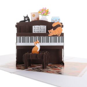 iGifts And Cards Crazy Cats With Fancy Piano 3D Pop Up Greeting Card - Cute Music Graduation Card, Awesome Cat Lovers Gift, Funny Happy Birthday Wish, Feline Party, Housewarming, Best Friendship