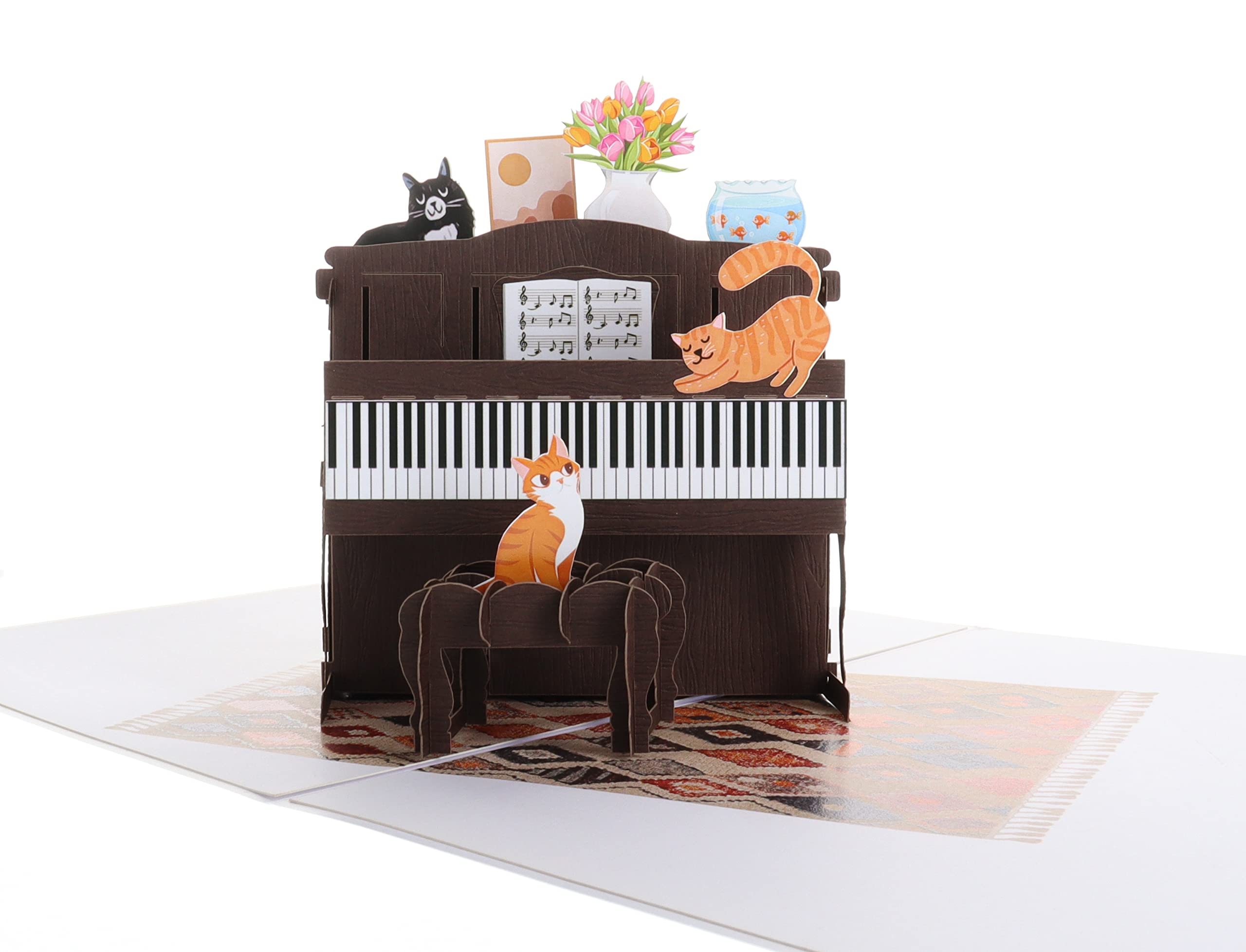 iGifts And Cards Crazy Cats With Fancy Piano 3D Pop Up Greeting Card - Cute Music Graduation Card, Awesome Cat Lovers Gift, Funny Happy Birthday Wish, Feline Party, Housewarming, Best Friendship