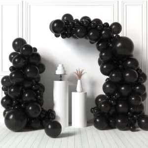 house of party black balloon garland kit - 5/12/18 inch | black latex balloons different sizes pack for halloween birthday party decorations