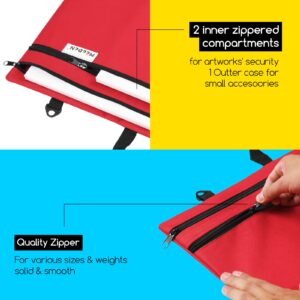 MEEDEN Soft Art Portfolio Bag: 24 X 31 Inch Light Weight Portfolio Canvas Case with Detachable Shoulder Strap -Waterproof 600D Oxford Carrying Storage Case for Canvas, Artwork, Sketching - Red