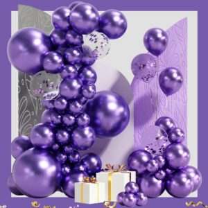 metallic purple balloon garland arch kit 100 pack 18/12/10/5 inch latex party balloons different sizes confetti balloons chrome balloon for engagement wedding anniversary mermaid party decorations