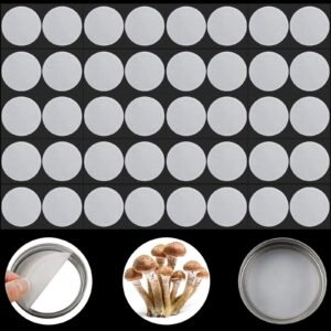 synthetic filter paper stickers 0.3 μm 84 mm filter disc wide mouth filter paper stickers disc adhesive filter patch sticker for mushroom cultivation wide mouth jar lids mason jars(40 pieces)