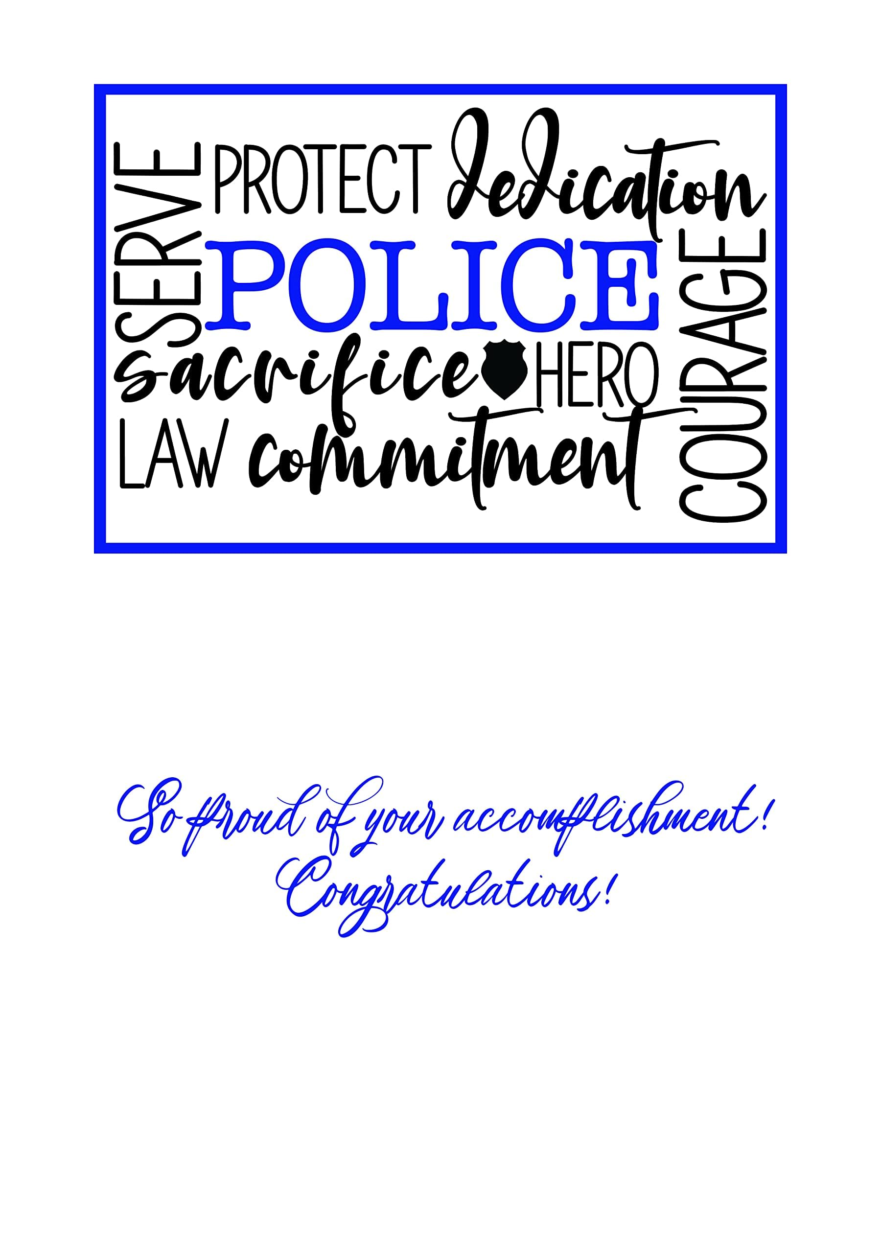 Red Door Inspirations Graduation Cards - Fire Academy Graduation, Police Academy Graduation, Law School Graduation, Single Card & Envelope (Police Academy Graduation)