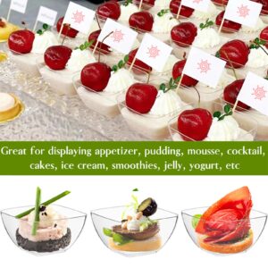 TOFLEN 100ct 2 oz Mini Dessert Cups with Spoons, Clear Plastic Reusable Small Party Serving Cups for Appetizers, Hors D'oeuvres Plates