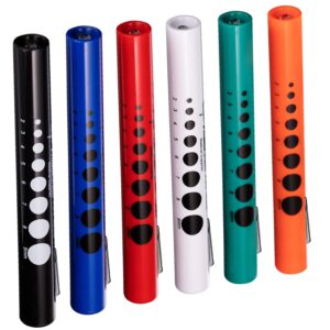 Novamedic 6 Pack Multi-Color Disposable LED Pen Light with Pupil Gauge, Medical Diagnostic Penlight for Doctors Nurses EMTs and Nursing Students