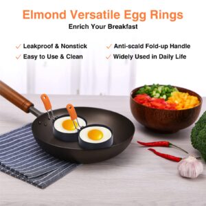 Egg Rings for Frying 4 PCS 3.5 Inch Large Cooking Egg Molds Round Egg Circles, Anti-scald Nonstick Leakproof Egg Mould with Oil Brush