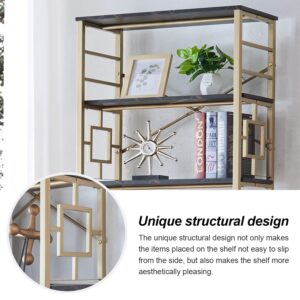 HOMISSUE Bookcase,7-Tier Tall Bookshelf Metal Bookcase and Bookshelves, Free Standing Storage Modern Bookshelf for Home Office Living Room and Bedroom, Black & Gold