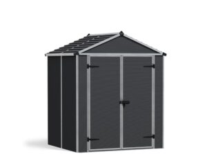 palram - canopia rubicon storage shed, 6'x10' diy backyard shed, gray polycarbonate panels and aluminum frame, sheds & outdoor storage for lawn mower, bike, garden tools, outdoor storage box shed