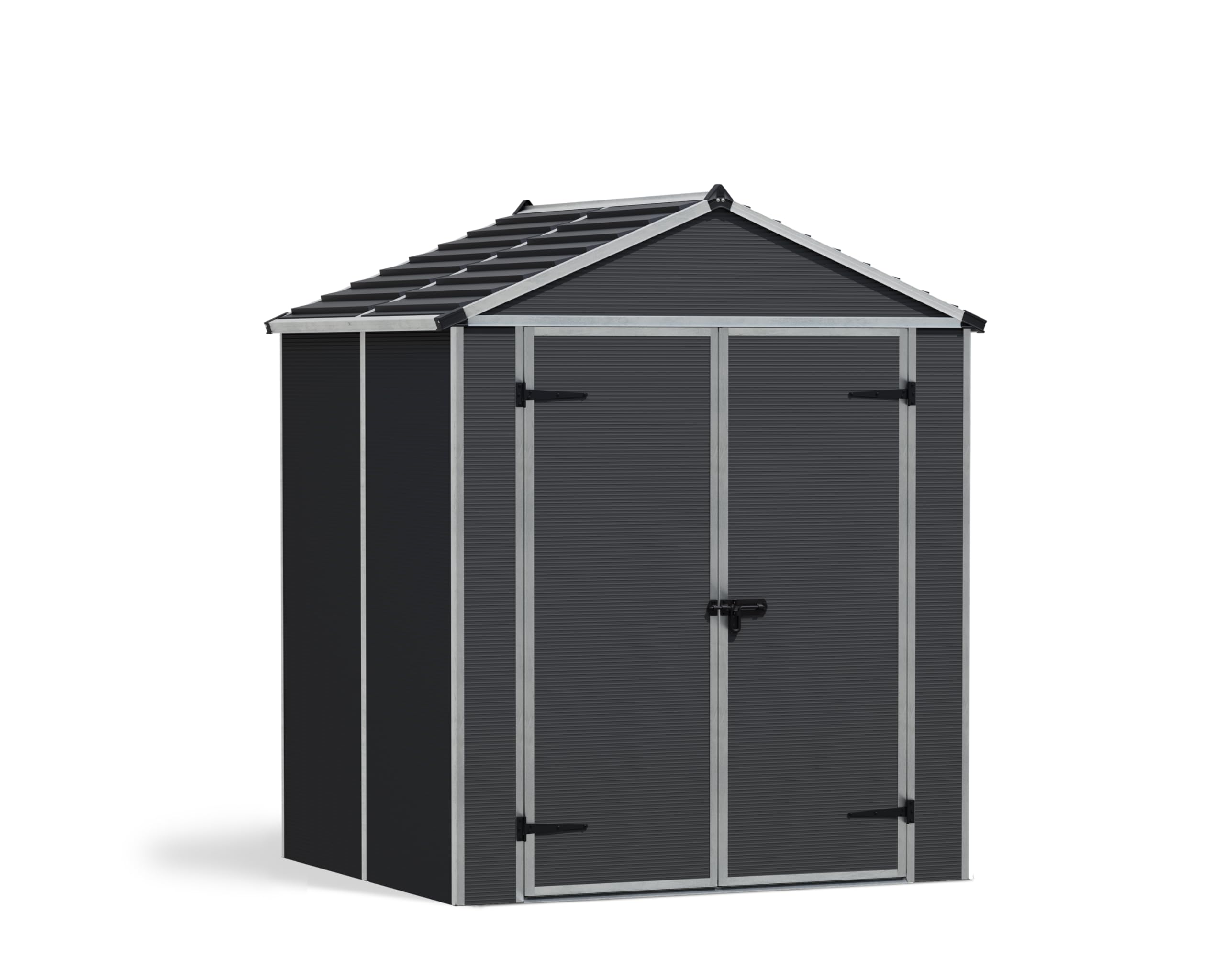 Palram - Canopia Rubicon Storage Shed, 6'x10' DIY Backyard Shed, Gray Polycarbonate Panels and Aluminum Frame, Sheds & Outdoor Storage for Lawn Mower, Bike, Garden Tools, Outdoor Storage Box Shed