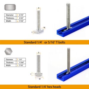 4 Pack 48" T-Track for Woodworking with Screws, Aluminum Alloy Woodworking Tools Double Cut Profile Universal T-Tracks with Predrilled Mounting Holes, Anodized Blue