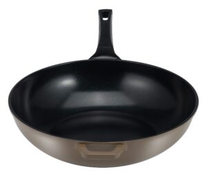 ozeri green ceramic wok, with smooth ceramic non-stick coating (100% ptfe and pfas free)