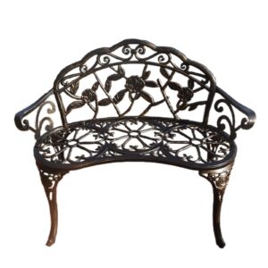 kaili garden bench, metal aluminum rose, suitable for garden porch park front porch balcony outdoor (bronzed)