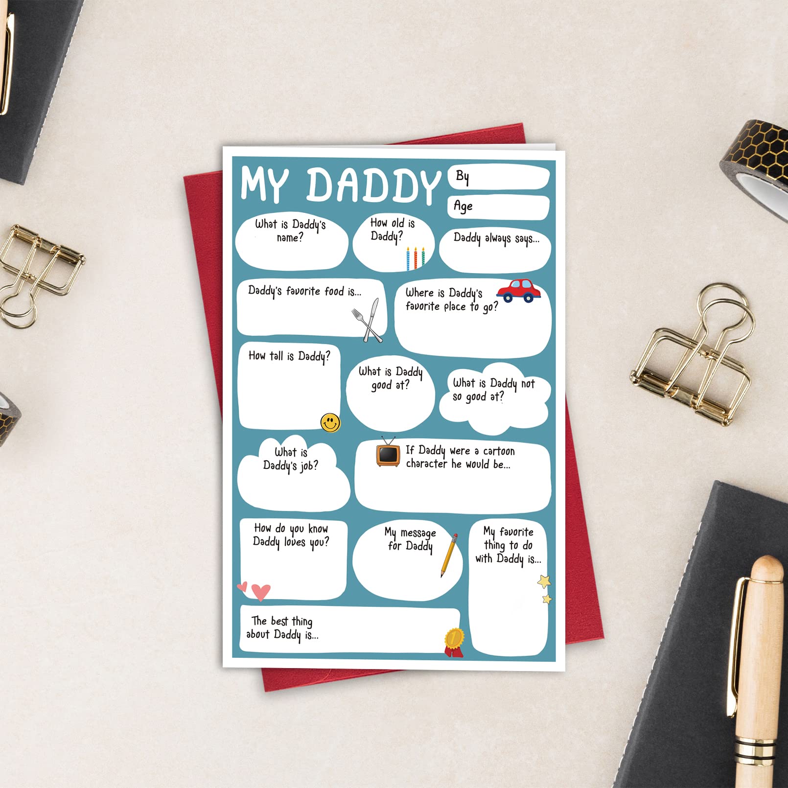 Funny Father's Day Card, Unique Fill in Blanks Birthday Card for Dad, Interesting Bday Card for Daddy