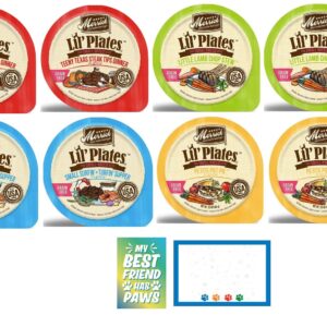 Lil' Plates Grain-Free Small Breed Wet Dog Food 8 Pack, 3.5 Oz Each, Includes: Texas Steak, Lamb Chop, Pot Pie, Surfin Turfin - Plus Fun Paw Notepad and Sticker (10 Items Total)