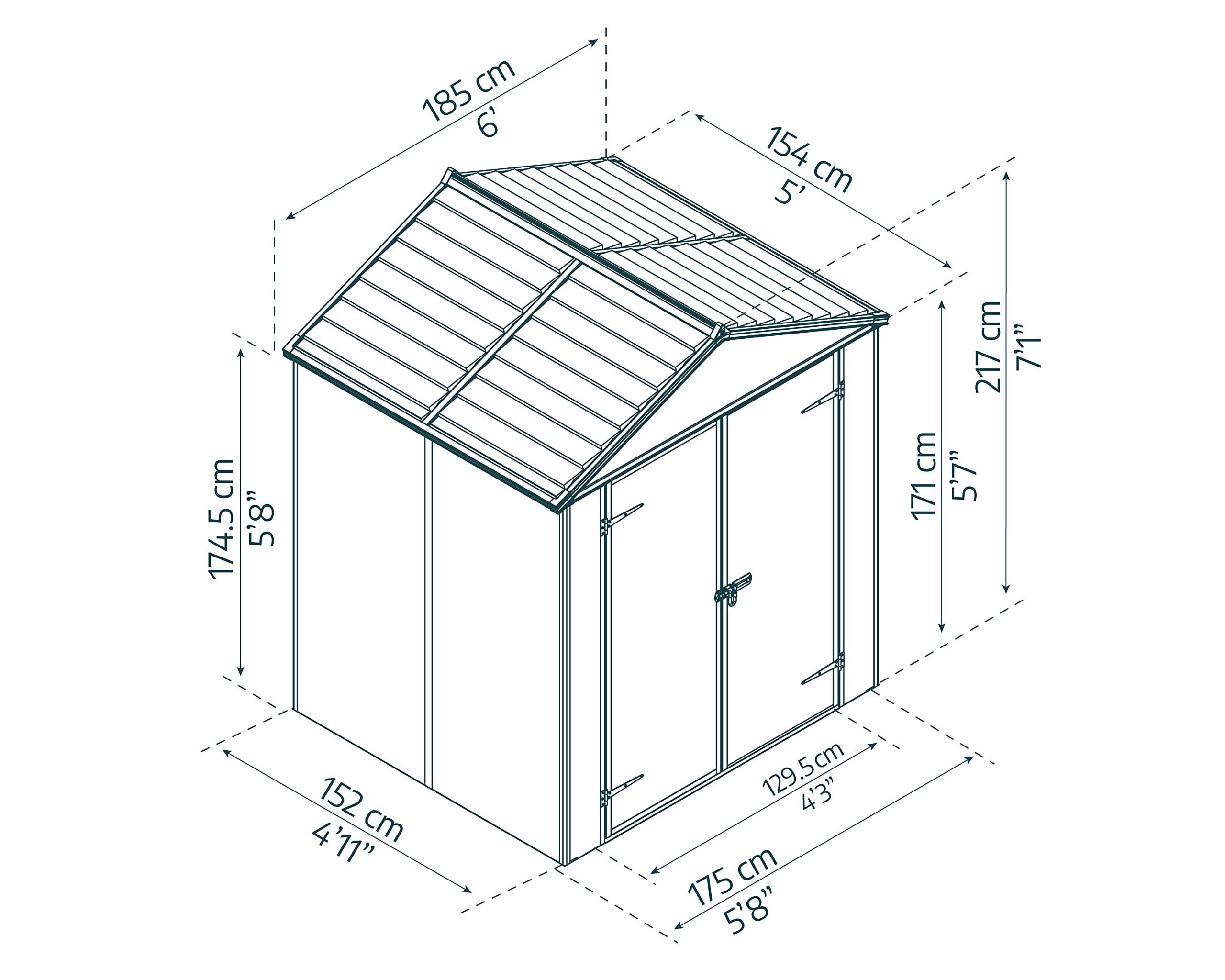 Palram - Canopia Rubicon Storage Shed, 6'x10' DIY Backyard Shed, Gray Polycarbonate Panels and Aluminum Frame, Sheds & Outdoor Storage for Lawn Mower, Bike, Garden Tools, Outdoor Storage Box Shed