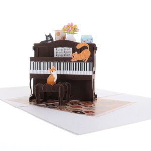 iGifts And Cards Crazy Cats With Fancy Piano 3D Pop Up Greeting Card - Cute Music Graduation Card, Awesome Cat Lovers Gift, Funny Happy Birthday Wish, Feline Party, Housewarming, Best Friendship