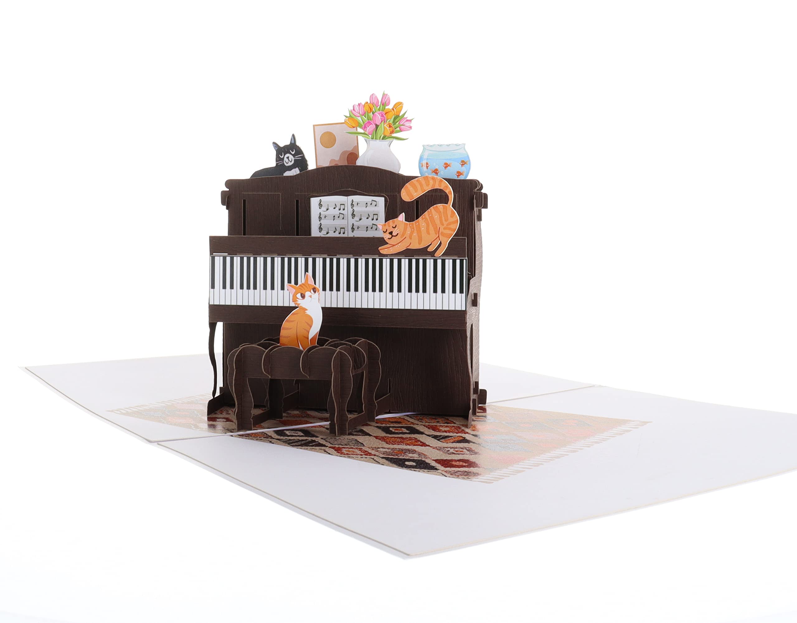 iGifts And Cards Crazy Cats With Fancy Piano 3D Pop Up Greeting Card - Cute Music Graduation Card, Awesome Cat Lovers Gift, Funny Happy Birthday Wish, Feline Party, Housewarming, Best Friendship