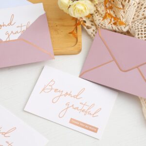 Rose Gold Beyond Grateful Thank You Cards with Envelopes - 36 PK - 4x6 Inches Bridal Shower Thank You Cards Baby Shower Baby Girl Thank You Notes for Wedding Birthday