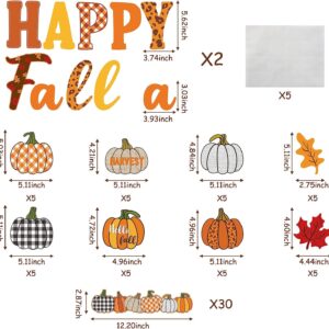 BeYumi 93Pcs Happy Fall Pumpkin Cutouts Bulletin Board Set Hello Fall Cutouts with Farmhouse Pumpkin Borders Trim Halloween Thanksgiving Theme Party Decoration Supplies for Home Sweet Classroom School