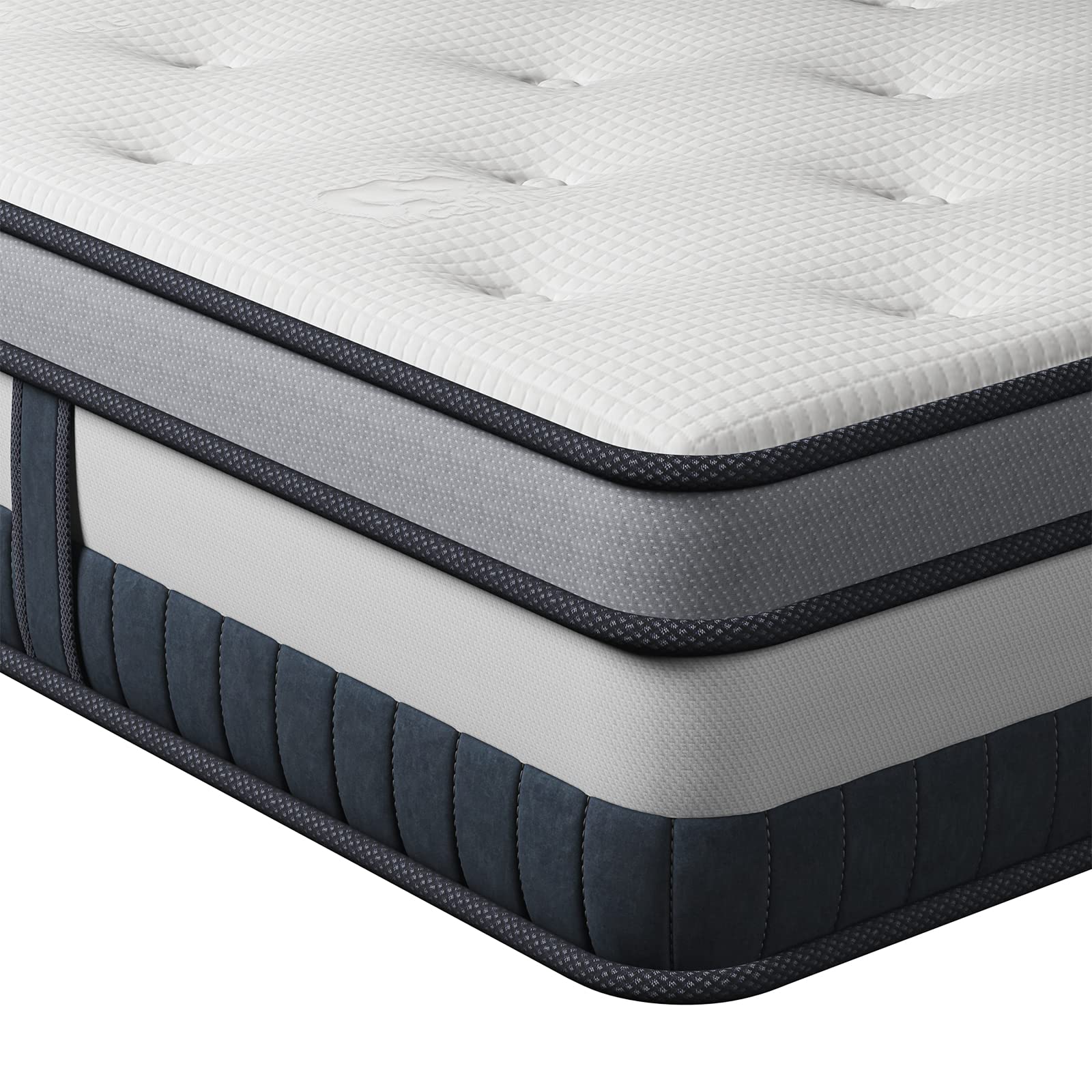 Vesgantti Queen Mattress 12 Inch Innerspring Multilayer Hybrid Queen Mattress - Ergonomic Design with Memory Foam and Pocket Spring Mattress Queen Size - Box Top Series Medium Firm Feel