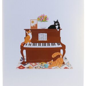 iGifts And Cards Crazy Cats With Fancy Piano 3D Pop Up Greeting Card - Cute Music Graduation Card, Awesome Cat Lovers Gift, Funny Happy Birthday Wish, Feline Party, Housewarming, Best Friendship