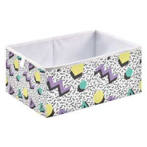 Geometric 80s Style Storage Basket Storage Bin Rectangular Collapsible Toy Bins Fabric Storage Organizer for Childrens Toys Playroom