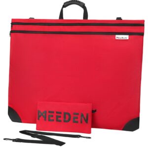 meeden soft art portfolio bag: 24 x 31 inch light weight portfolio canvas case with detachable shoulder strap -waterproof 600d oxford carrying storage case for canvas, artwork, sketching - red