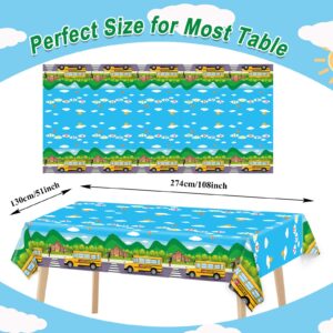 gisgfim 3 Pcs School Bus Tablecloth Back to School Party Tablecover for School Bus Theme Party Supplies Table Cover Table Decorations for Kindergarten Graduation Decorations School Bus Theme Party