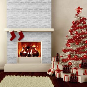 practicalWs Red Brick Wallpaper Peel and Stick 17.7in x 118.1in Brick Wrapping Paper Self Adhesive Faux Brick Removable Wall Paper for Christmas Halloween Fireplace Bedroom Bathroom Decoration