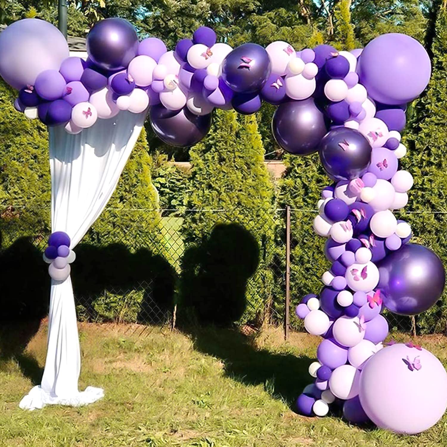 Metallic Purple Balloon Garland Arch Kit 100 Pack 18/12/10/5 Inch Latex Party Balloons Different Sizes Confetti Balloons Chrome Balloon for Engagement Wedding Anniversary Mermaid Party Decorations