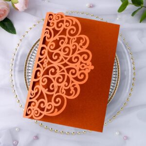 PONATIA 20 PCS Laser Cut Invitations Pockets, Terracotta Wedding Invitations with Envelopes for Wedding Party Bridal Shower Engagement Birthday Invite,Autumn Wedding Invitations