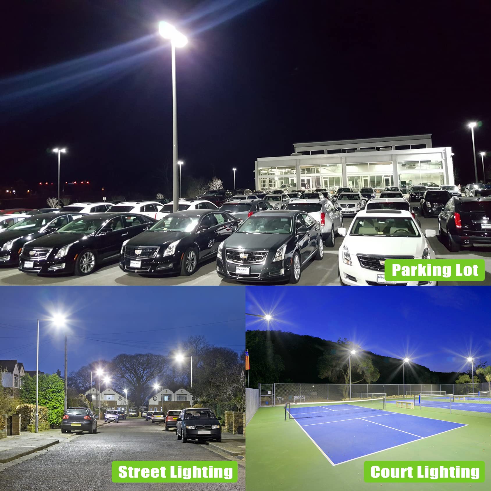 150W LED Parking Lot Light with Photocell UL DLC Listed 22500LM Commercial LED Shoebox Pole Lights Arm Mount Flood Lights Dusk to Dawn IP65 Outdoor Area Sport Court Street Road Lighting AC 100-277V