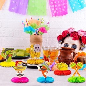 12pcs Fiesta Mexican Party Table Decoration Centerpiece - 8” Paper 5 Cinco De Mayo Party Table Decoration Honeycomb for Fiesta Mexican Themed Taco Party Birthday Day of the Dead Decor Supplies