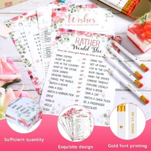 300 Pcs Bridal Shower Games Supplies Include 5 Sets 50 Wedding Games Cards and 50 Pencils, Bridal Shower Decorations Bridal Favors for Guests Bride Groom Bridal Wedding, 50 Guests (Fresh Style)