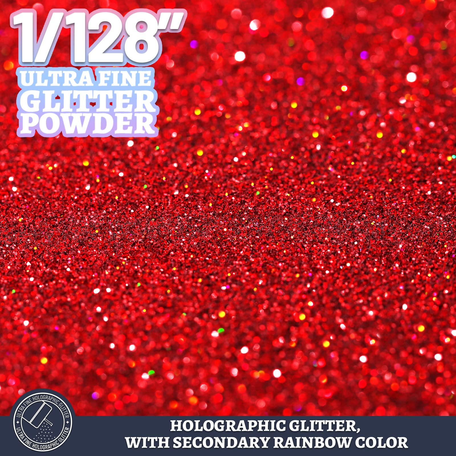 LEOBRO Red Glitter, Glitter, 180g/6.35oz Holographic Ultra Fine Glitter, 1/128" Resin Glitter Powder, Metallic Iridescent Glitter for Resin Tumblers Hair Body, Christmas Glitter for Crafts