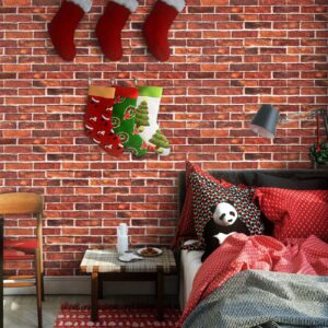 Brick Wallpaper Peel and Stick Red Brick Wallpaper for Bedroom 17.7" X 118" Faux Brick Pattern Wallpaper for Fireplace Kitchen Accent Wall Home Decoration Party Brick Wrapping Paper Backdrop