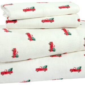 LAMANNI Printed Flannel Sheet Set - Soft, Warm, Moisture Wicking - Bedding Set (Twin, Tree Truck)