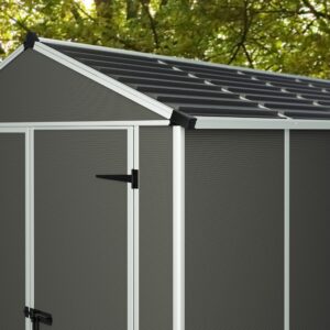 Palram - Canopia Rubicon Storage Shed, 6'x8' DIY Backyard Shed, Gray Polycarbonate Panels and Aluminum Frame, Sheds & Outdoor Storage for Lawn Mower, Bike, Garden Tools, Outdoor Storage Box Shed