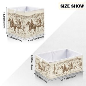 Kigai Storage Basket Western Desert Cowboy Foldable Storage Bin 11 X 11 X 11 Inches Cube Storage Baskets Box for Shelves Closet Laundry Nursery Bedroom Home Decor