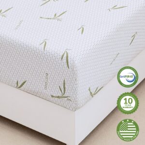 Airdown King Mattress, 10 Inch Memory Foam Mattress in a Box with Breathable Bamboo Cover, Medium Firm Green Tea Gel Mattress for Pressure Relieving, CertiPUR-US Certified, Made in USA, White