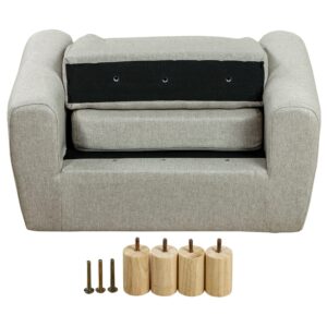 Qaba Kids Sofa, Toddler Armchair and Couch with Cat Ear Backrest and Wooden Legs Preschool, Bedroom, Kindergarten, Grey